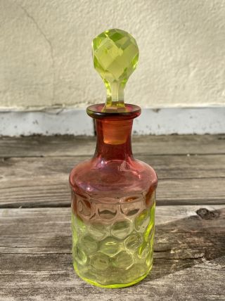 Rare Hobbs Glass Rubina Verde Cranberry Vaseline Uranium Perfume Bottle