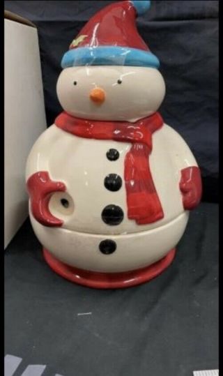 Russ Berrie Porcelain Snowman Hot Cold 14 Cup Drink Dispenser Discontinued Rare