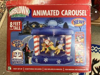 2005 Gemmy Airblown Inflatable Christmas Animated Spinning Carousel 8ft Rare Clr