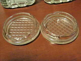 2 VINTAGE ANTIQUE HEAVY SQUARE WITH LIDS INKWELLS 3