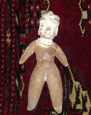 Ancient Han Dynasty Chinese Terra Cotta Female Idol Polychrome Figurine