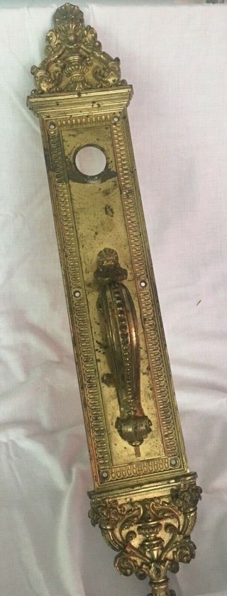 Antique Victorian Brass Door Handle Hardware: Thumb Latch Stamped