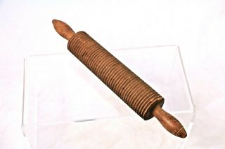 Antique Wooden Noodle Cutter Rolling Pin Carved Late 19th Century