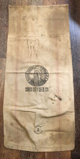 Vintage Soo City Brand Seed Co Sack 20 " X43 " Bemis Farm Bag Unique Rare Logo