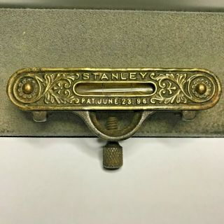 Antique 1896 Stanley Brass Plate Pocket String Line Spirit Level For Square/rule