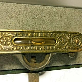 Antique 1896 Stanley Brass Plate Pocket String Line Spirit Level for Square/Rule 3