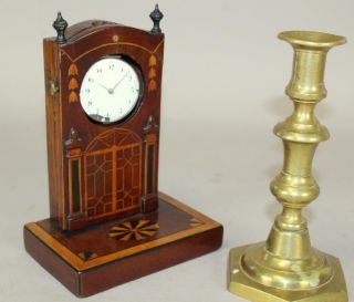 A Very Rare 18th C Inlaid Watch Hutch Or Holder Fantastic Inlaid Decoration