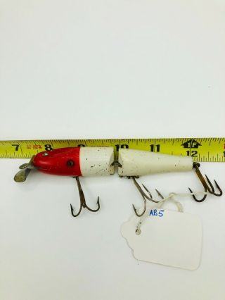 Al & W Jointed Creek Chub Pikie Minnow Lure Red White Finish Marked Lip Ab5