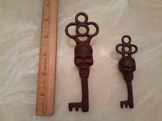 Momento Mori Skull Keys Set Vintage Antique Style 3d Heavy Cast Iron Metal Key
