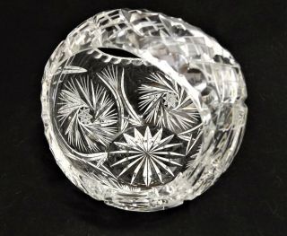 Vintage Cut and Etches Crystal Clear Glass Easter Basket,  Floral & Star Design 3