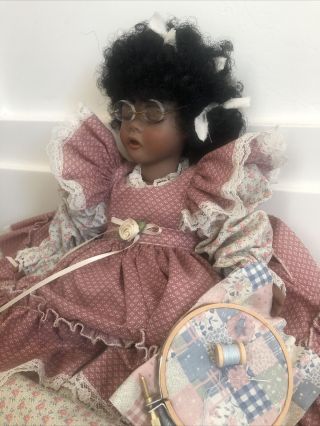 African American Doll Artist Signed Vintage Porcelain
