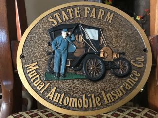 Rare State Farm Insurance Mutual Automobile Insurance Co.  Metal Wall Medallion