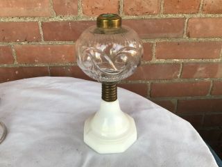 Antique Oil Lamp With Milk Glass Base