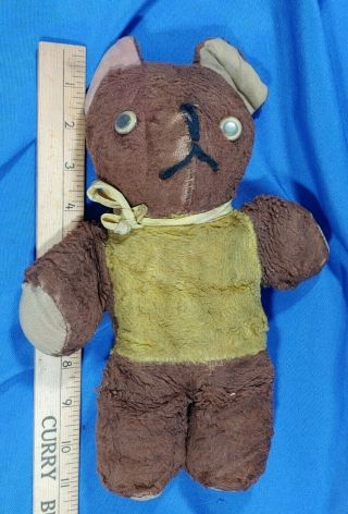 Antique Mohair Teddy Bear Plush Toy Doll Stuffed Animal 11 " Brown Old Rare
