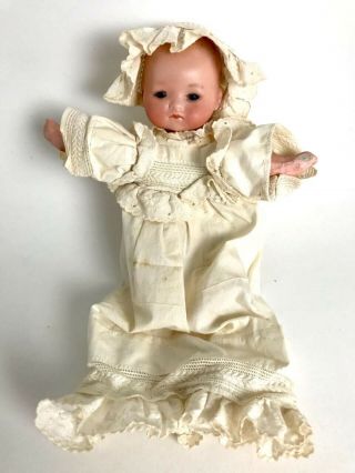 Antique German Bye - Lo Baby Doll 7 " Christening Pocelain And Cloth