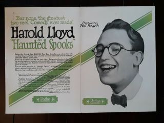 Harold Lloyd In Haunted Spooks Poster/trade Ad 1920 Rare