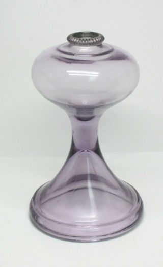 Antique Sun Purple Thick Glass Curvy Oil Lamp Base In