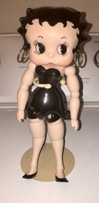 Rare Vintage Betty Boop Movable Jointed Porcelain Doll In Black Dress