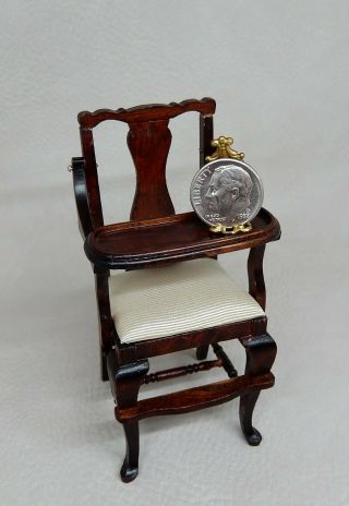 Vintage Antique Wooden High Chair Dollhouse Miniature 1:12