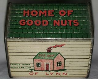 Antique •home Of Good Nuts Souvenir Tin• Nut House Lynn Ma Usa Advertising