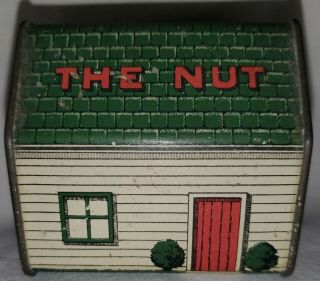 ANTIQUE •HOME of GOOD NUTS SOUVENIR TIN• Nut House Lynn MA USA Advertising 2