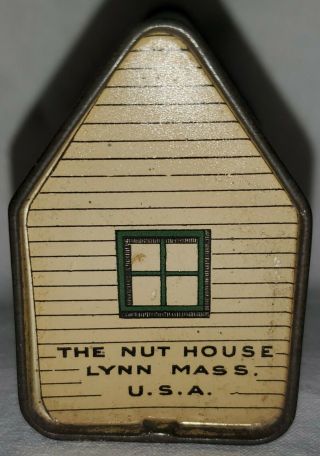 ANTIQUE •HOME of GOOD NUTS SOUVENIR TIN• Nut House Lynn MA USA Advertising 3