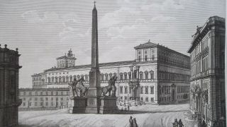 1830s View Of Rome Square Of Monte Cavallo Italy - Antique Copperplate Print