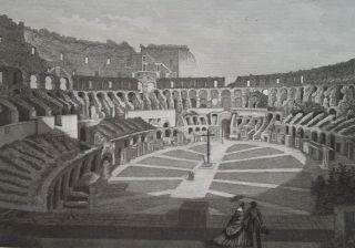 1830s View Of Rome Interior Of Colosseum - Antique Print Copperplate