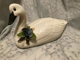 Large White Goose Duck Swan Country French Resin Figurine.