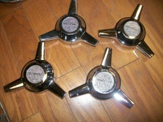 Rare Orignal Set Of 4 Truspoke Chrome Wheel 3 Bar Spinner Center Cap Lowrider