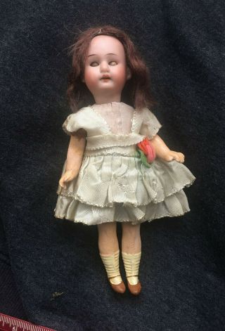 Antique Germany Small Bisque Head Doll Am 1210,  Open/close Eyes,  7.  5in.