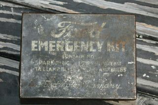 Old Rare Ford Motor Co.  Emergency Kit Tin Box Can Tool Auto Vintage Oem