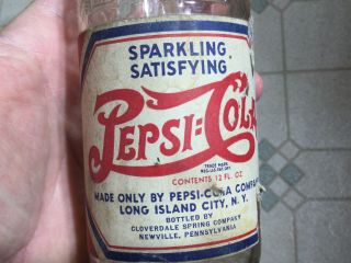 Vintage Rare Pepsi Cola Double Dot Soda Bottle Long Island Ny,  Newville Pa,  Pepsi