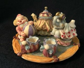 Vintage Miniature Resin 9 Piece Circus Theme Tea Set.  - 1994 - Rare