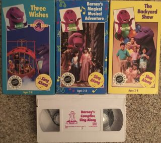 4 Barney And The Backyard Gang Vhs Very Rare The Backyard Show,  Three Wishes,