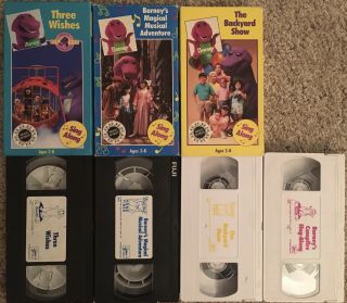 4 Barney And The Backyard Gang VHS Very Rare The Backyard show,  Three Wishes, 2