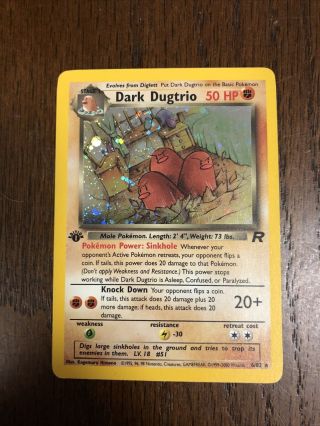 1st Edition Dark Dugtrio 23/82 Team Rocket Non - Holo Pokemon Card Near Rare