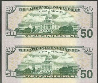 2004 x 4 BEP FRN $50 CHICAGO STAR NOTE SHEET ONLY 640,  000 Printed VERY RARE 5