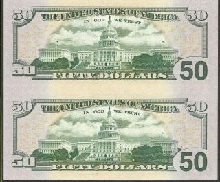 2004 x 4 BEP FRN $50 CHICAGO STAR NOTE SHEET ONLY 640,  000 Printed VERY RARE 6