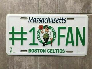 Boston Celtics 1 Fan Embossed Metal Novelty Vanity License Plate Tag Rare White