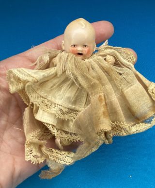Vintage Dollhouse Miniature Bisque Baby Doll 3”germany