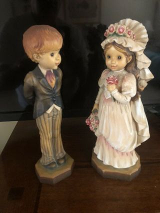 Old Rare Anri Hand Made 11” Set Of Two To Love And Cherish 1000 Made In Italy