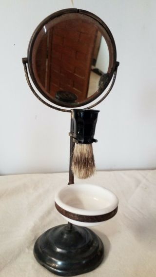 Antique Shaving Stand With Mirror Cup & Shave Brush