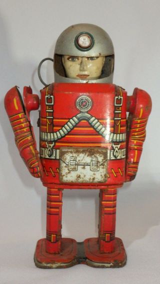 Masudaya Modern Toys 1960 Japan Tin Spaceman Robot Astronaut Battery Op - Rare