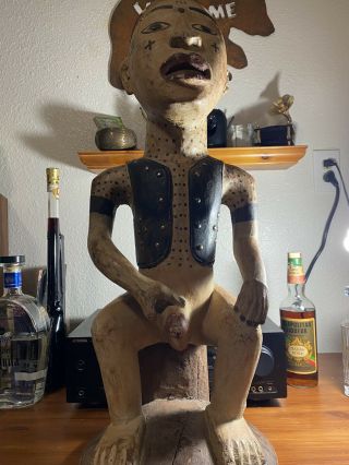 Antique Fetish / Fertility Statue.  Wood Hand Carving 2 1/2 Feet Tall.  Rare