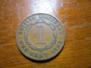 British Honduras 1 Cent 1943 Bronze World Coin Rare Low Mintage 100,  000