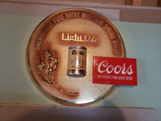 Coors Vintage 3 - D Plastic Beer Sign W/raised 8 Oz Beer Can.  Rare And Near