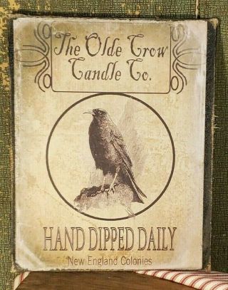 Vintage Primitive Colonial Style Olde Crow Candle Advertising 8x10 Canvas Sign