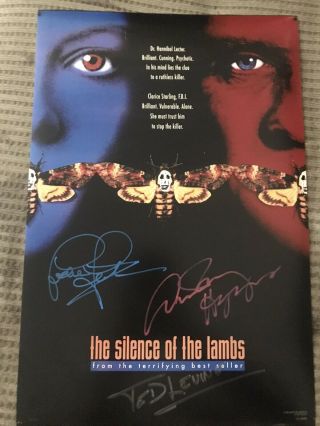 Silence Of The Lambs Mini Poster Signed Hopkins Foster Levine In Person Rare