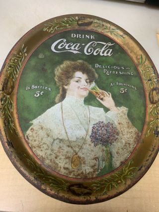 Rare 1906 Vintage Coca Cola Advertising Tray Sign